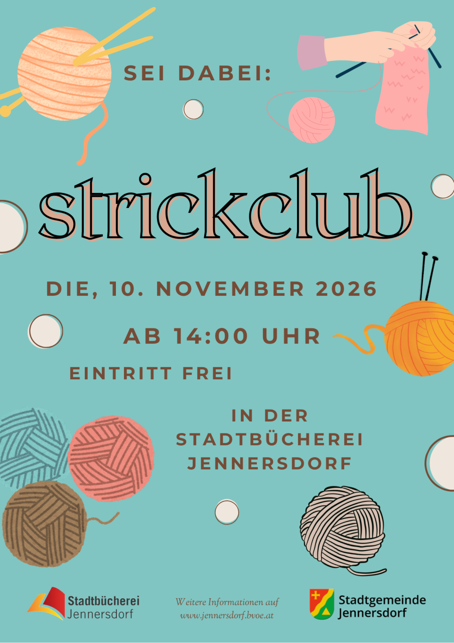 Plakat Stickclub in der Stadtbücherei Jennersdorf